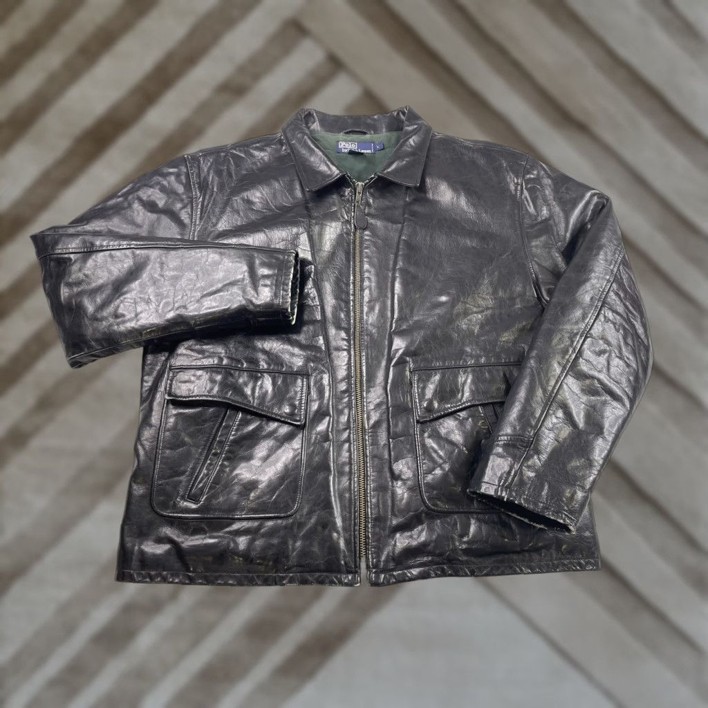 Polo Ralph Lauren VINTAGE Polo Ralph Lauren Black Leather Moto Biker Jacket Lined Men's Large Size US L / EU 52-54 / 3 - 1 Thumbnail