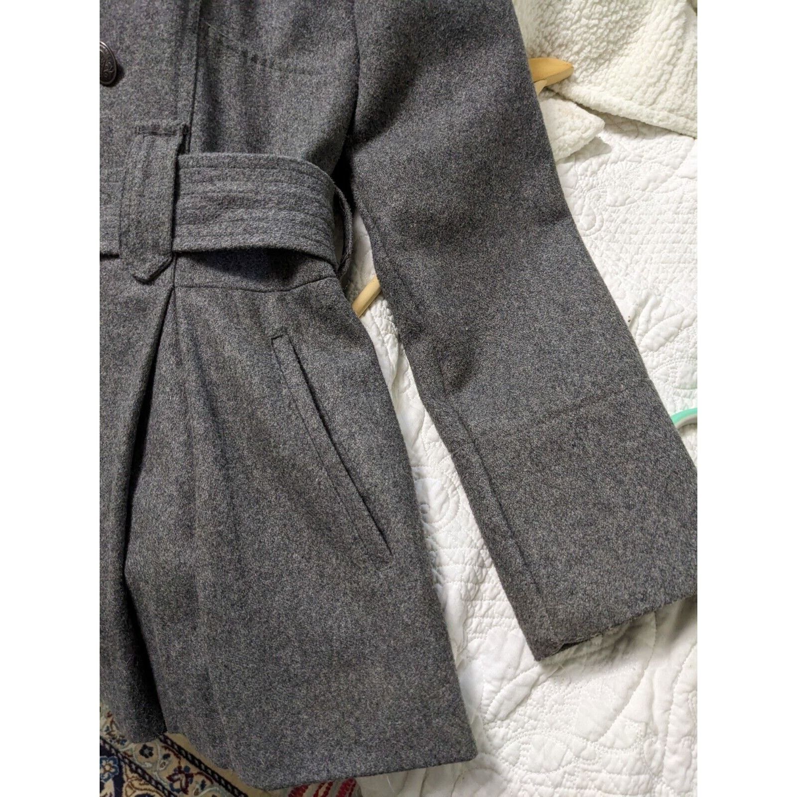 Other Soho Babe Peplum Coat/Jacket Grey Wool Blend Hood Juniors Size M / US 6-8 / IT 42-44 - 6 Thumbnail