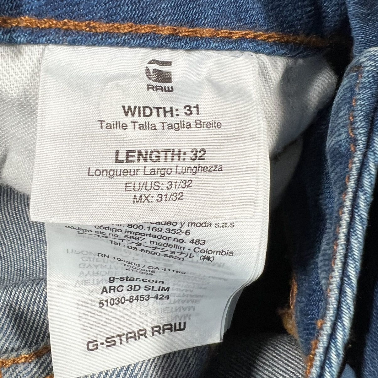 G-Star G Star Raw Jeans Men 31x32 Blue Arc 3D Slim Faded Denim Pant Size US 31 - 8 Thumbnail