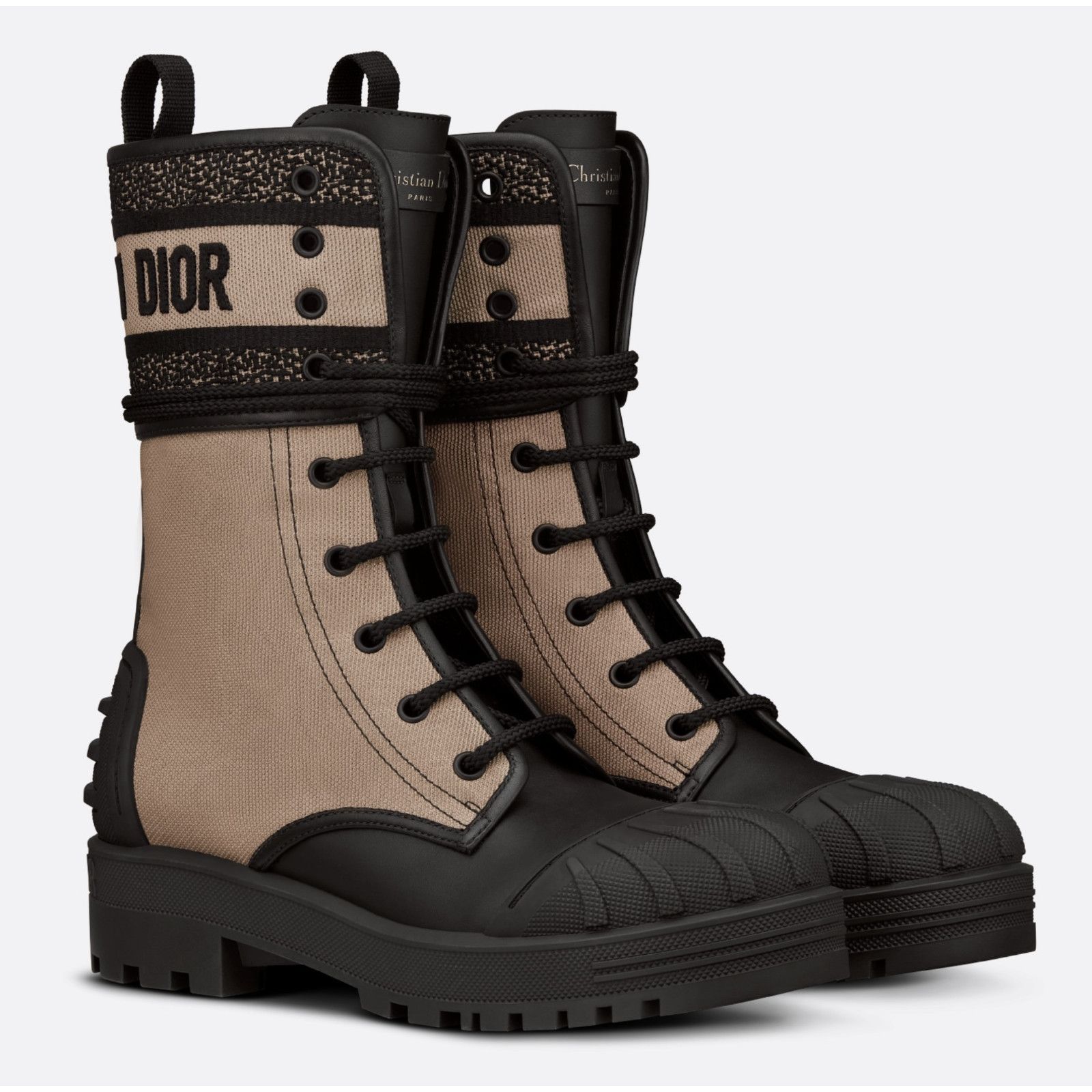 Dior Dior D-Major Black Taupe Logo Military Combat Lace Up Tie Size US 8.5 / IT 38.5 - 1 Thumbnail