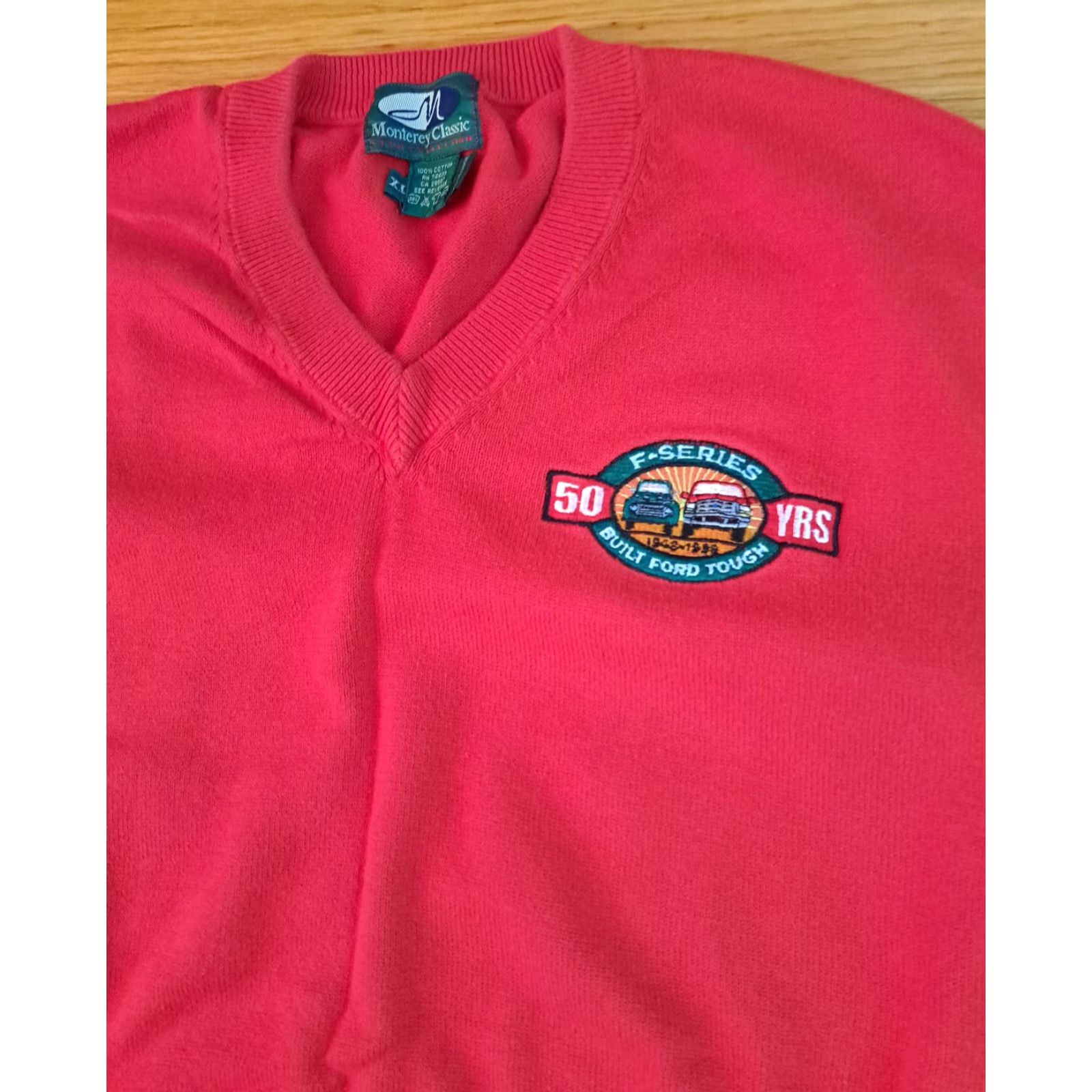 Ford VINTAGE Ford F-Series 50 Years Red Embroidered Sweater Golf Vest XL Unisex Adults Monterey Classic Nike? Wait. Size US XL / EU 56 / 4 - 2 Thumbnail