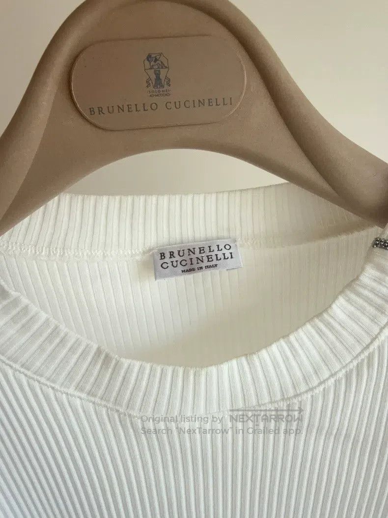 Brunello Cucinelli Brunello Cucinelli Pure cotton beaded T-shirt Size M / US 6-8 / IT 42-44 - 6 Thumbnail