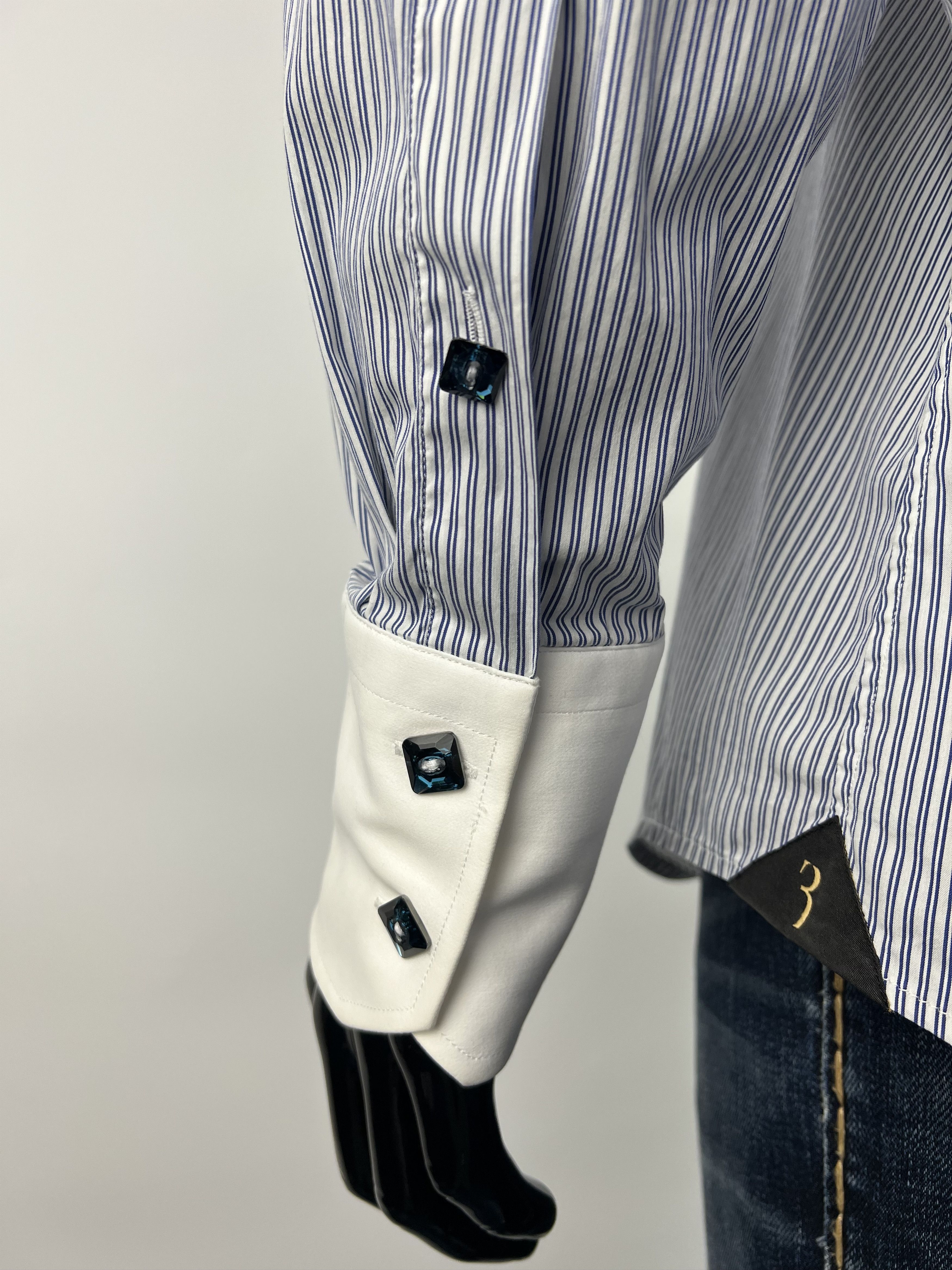 Billionaire Couture Striped Cristal Button Up Shirt 18/45