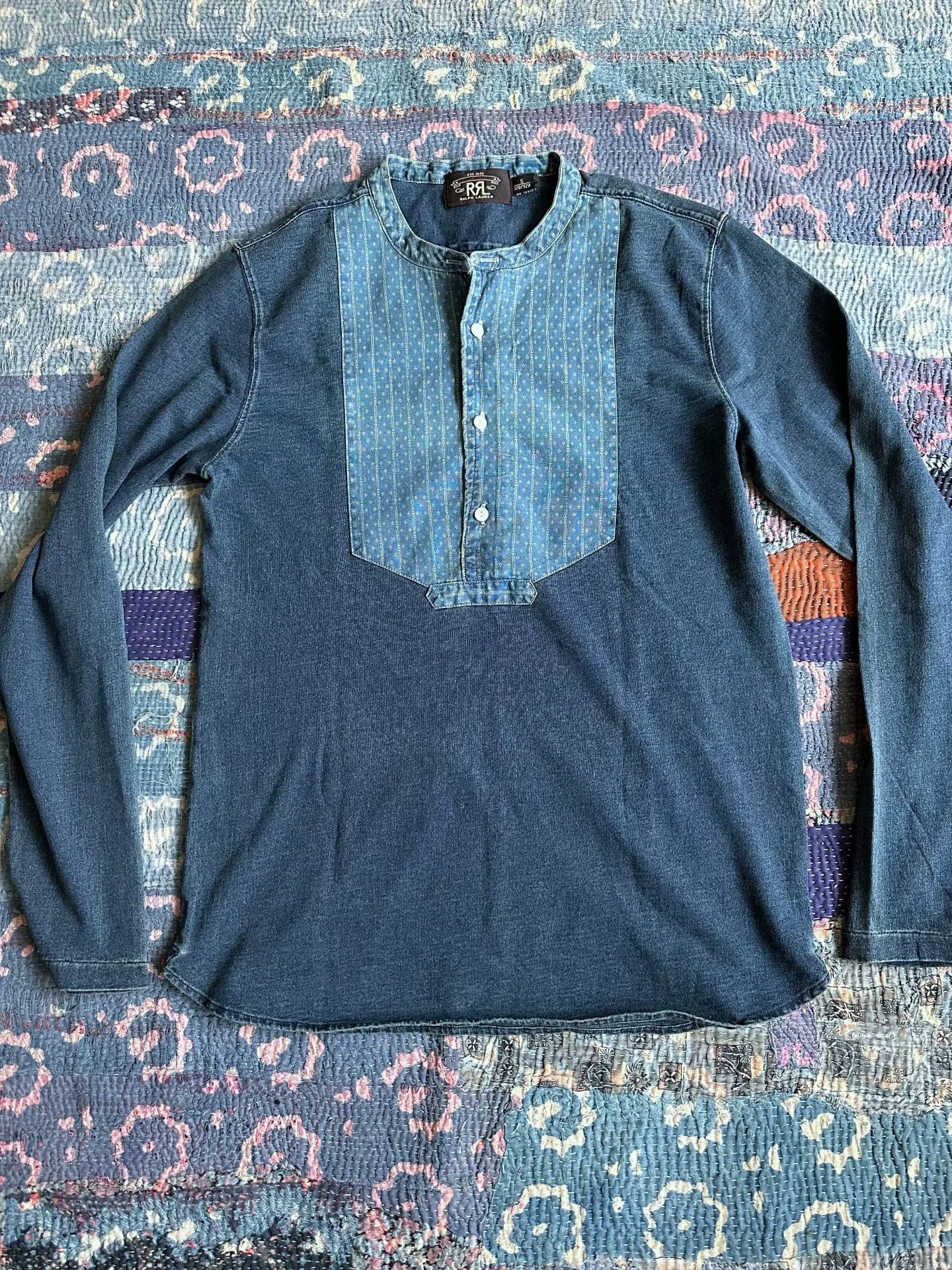 RRL Ralph Lauren rrl indigo dye striped t-shirt Size US S / EU 44-46 / 1 - 1 Thumbnail