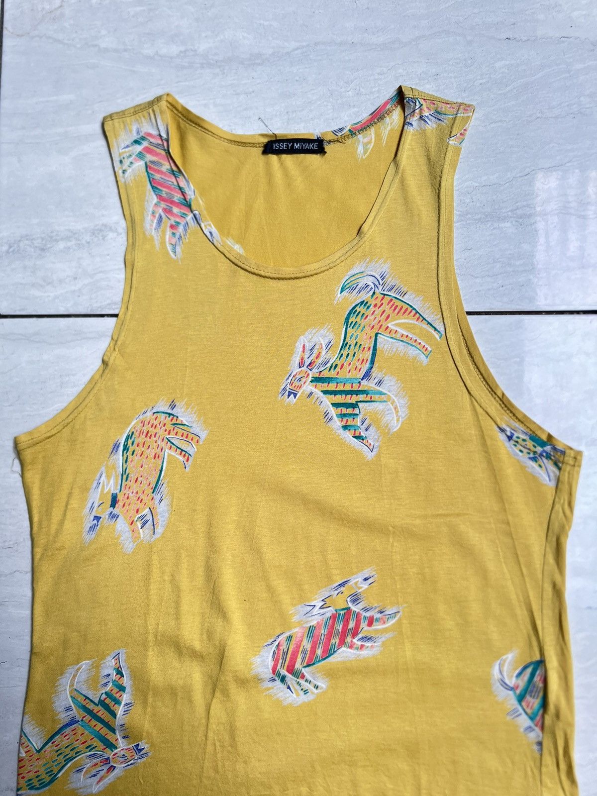 Issey Miyake ISSEY MIYAKE Yellow Tank Top Animal Print Size US XS / EU 42 / 0 - 8 Thumbnail