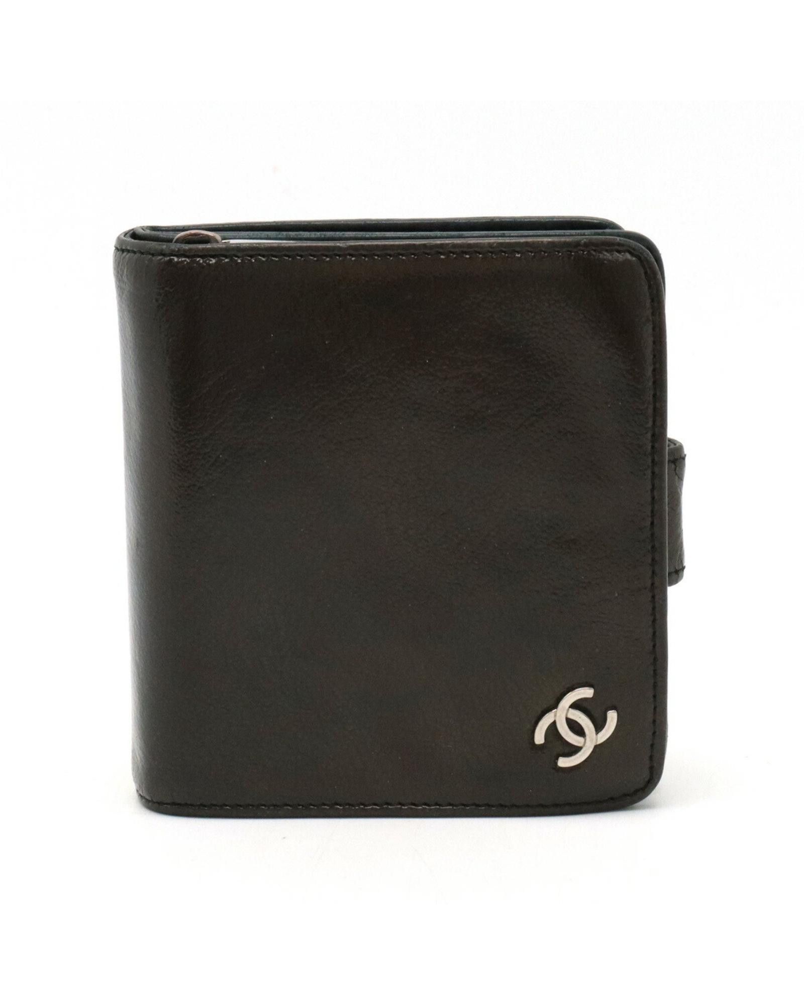 image of Chanel Black Leather Bi-Fold Wallet, Women's