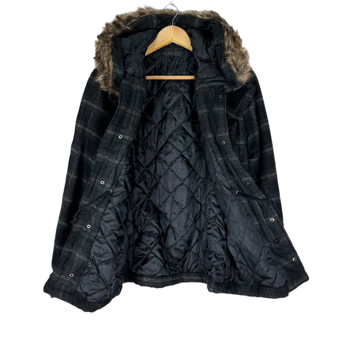 In The Attic 🌟IN THE ATTIC FUR HOODIE TARTAN JACKET Size L / US 10 / IT 46 - 8 Thumbnail