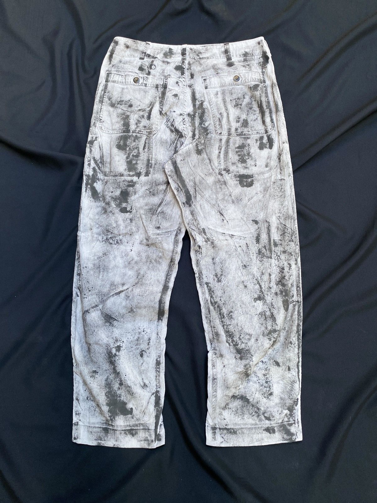If Six Was Nine × Le Grande Bleu (L.G.B.) × Margaret Howell MHL Trompe l’oeil Painted Linen Trousers Gallery Dept Style Size US 29 - 2 Thumbnail