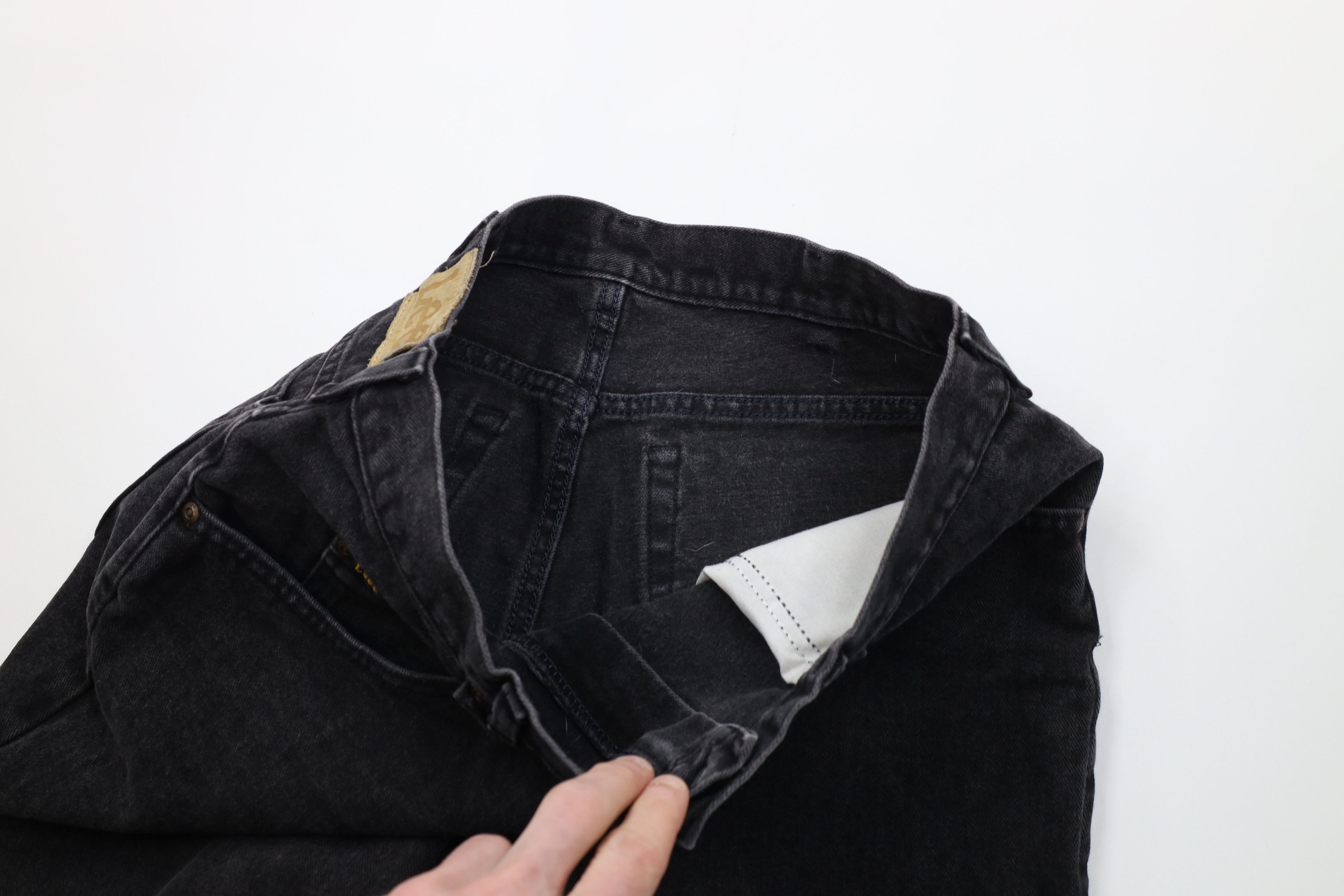 Lee Vintage 90s Lee Faded Straight Leg Denim Jeans Black Cotton Size US 34 / EU 50 - 9 Thumbnail