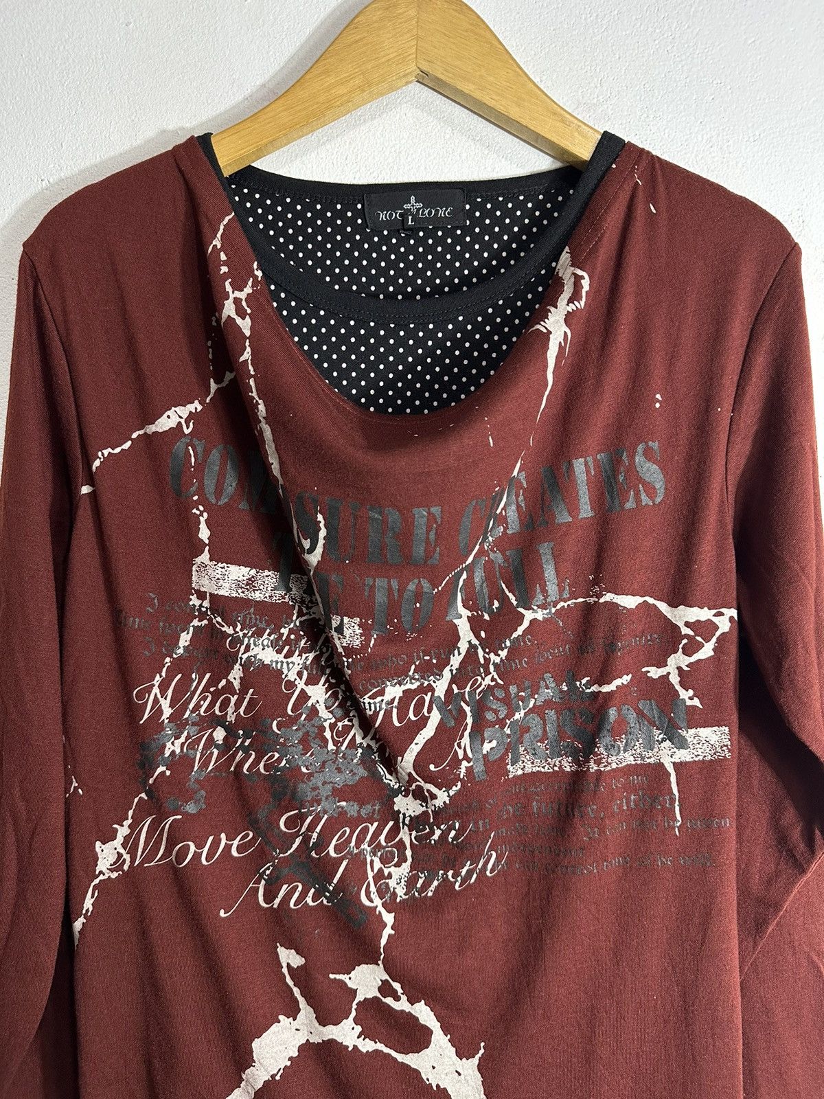 NOT ALONE POLKADOT DOUBLE LAYER POEM LONG SLEEVE TEE