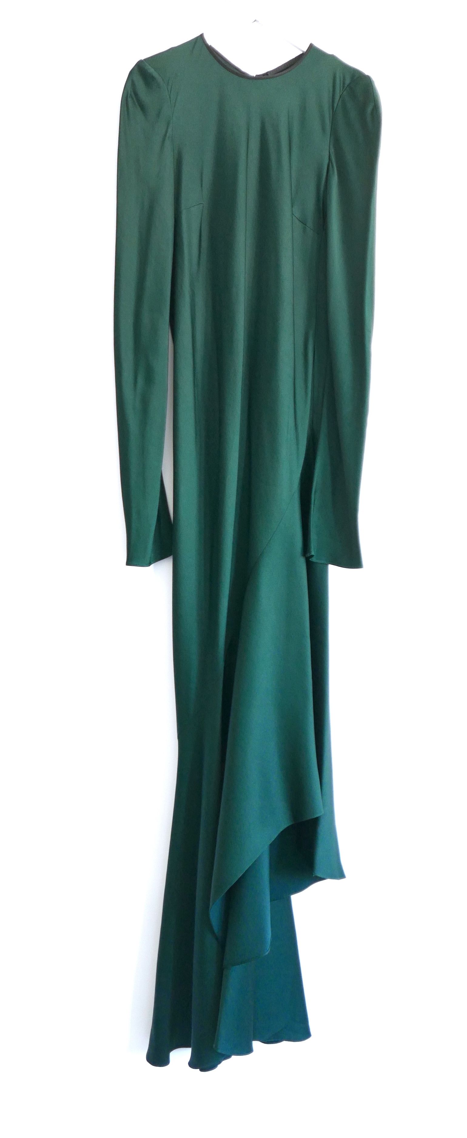 Haider Ackermann Haider Ackerman Fall 2017 Green Satin Long Sleeve Bias Dress Size XS / US 0-2 / IT 36-38 - 3 Thumbnail