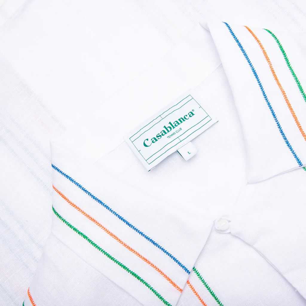 Casablanca o1mle0326 Chainstitch Embroidered Graphic Linen Shirt Size US XL / EU 56 / 4 - 3 Thumbnail