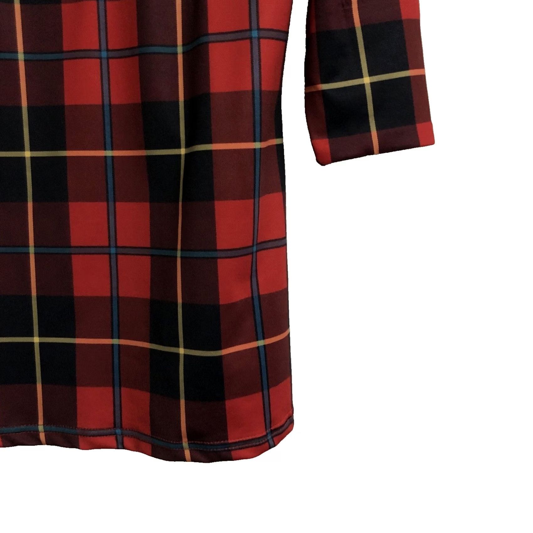 Vintage Gretchen Scott Blouse Middleton Red Plaid 3/4 Sleeve Ruffle Neck Top M Women Size M / US 6-8 / IT 42-44 - 3 Thumbnail