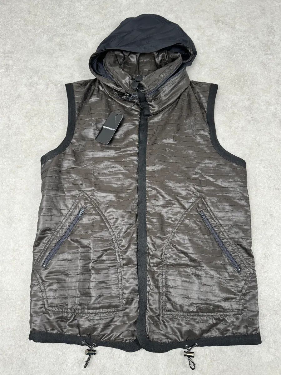 Emporio Armani SS2010 Emporio Armani Brown Satin Crocodile Effect Avant-Garde Vest Size US S / EU 44-46 / 1 - 4 Thumbnail