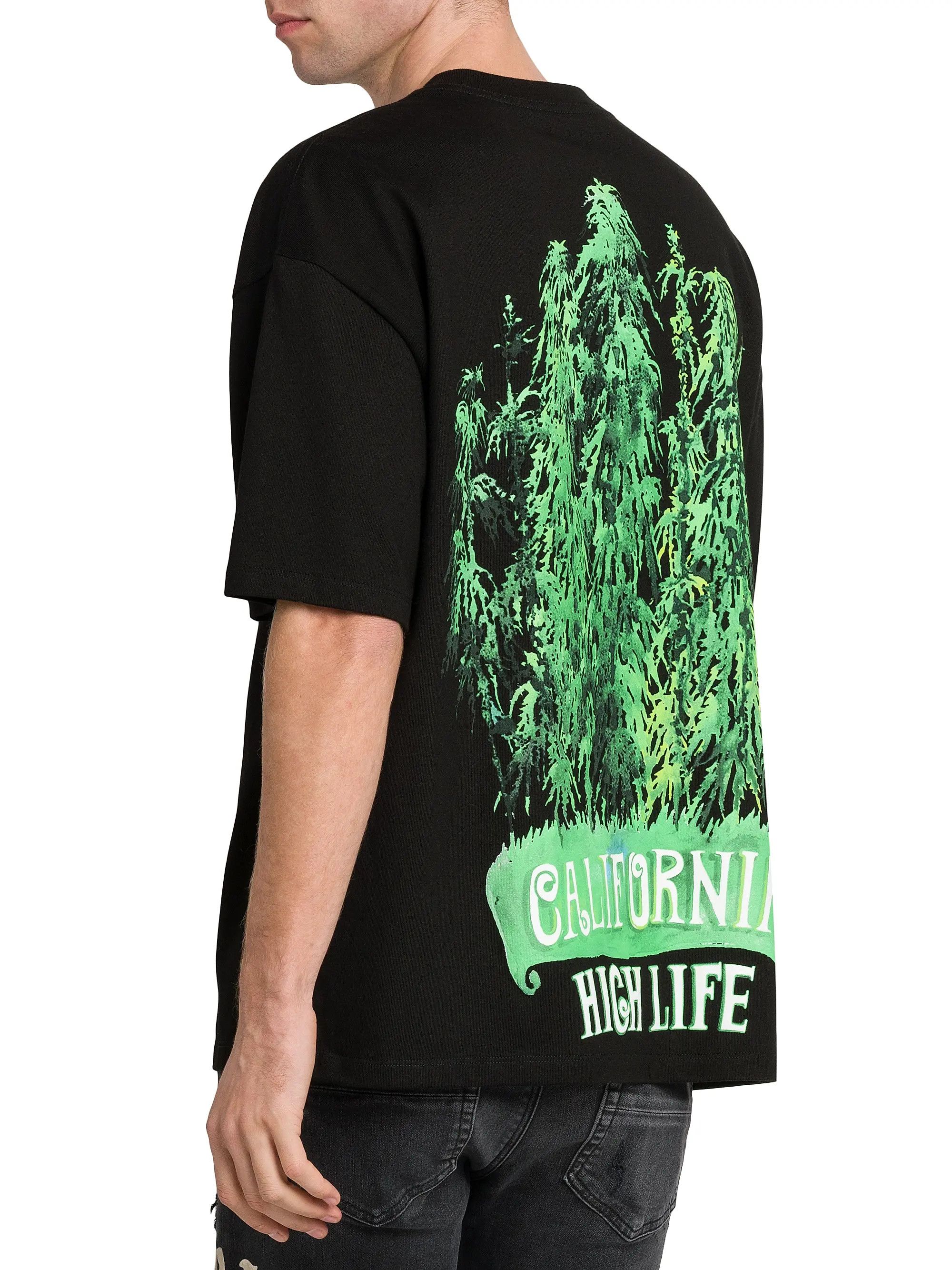 Amiri os11x1225 Leaf Cotton Oversized Crewneck T-Shirt in Black Size US M / EU 48-50 / 2 - 5 Thumbnail