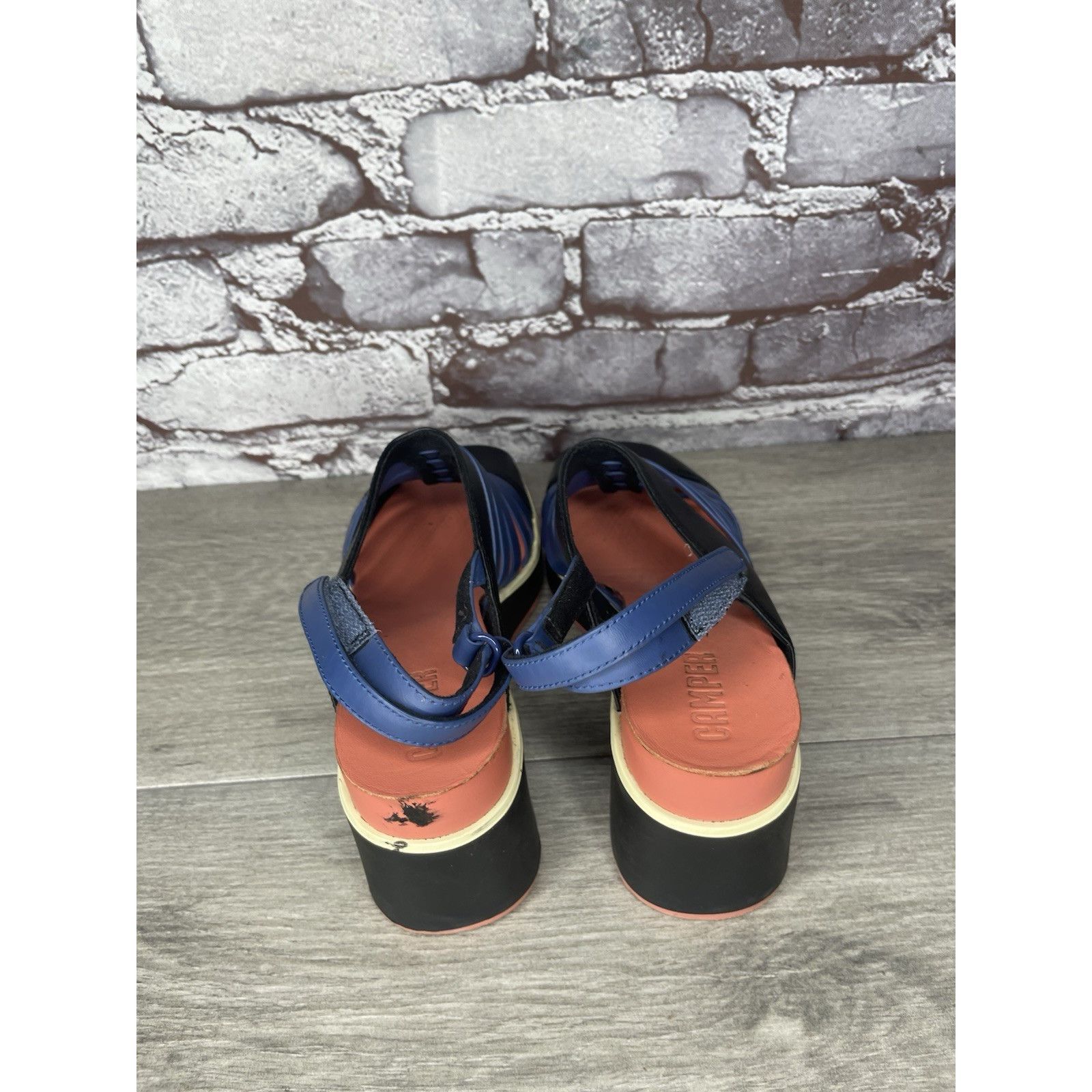 Camper Camper Tropic Black Blue Leather Ankle Strap Wedge Sandals W Size US 5.5 / IT 35.5 - 5 Thumbnail