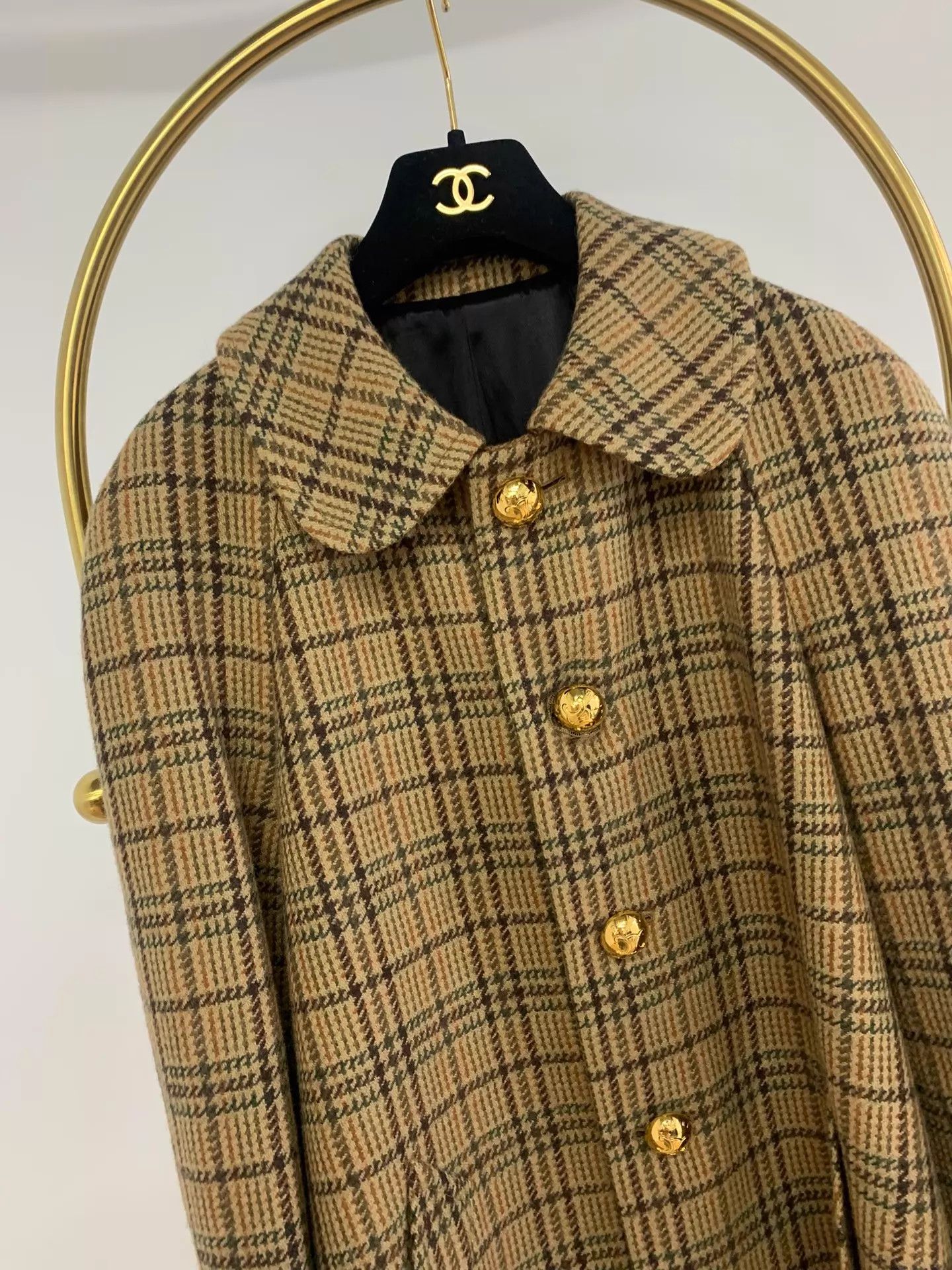 Celine Celine Wool Check Overcoat 38 Like New Size XS / US 0-2 / IT 36-38 - 2 Thumbnail