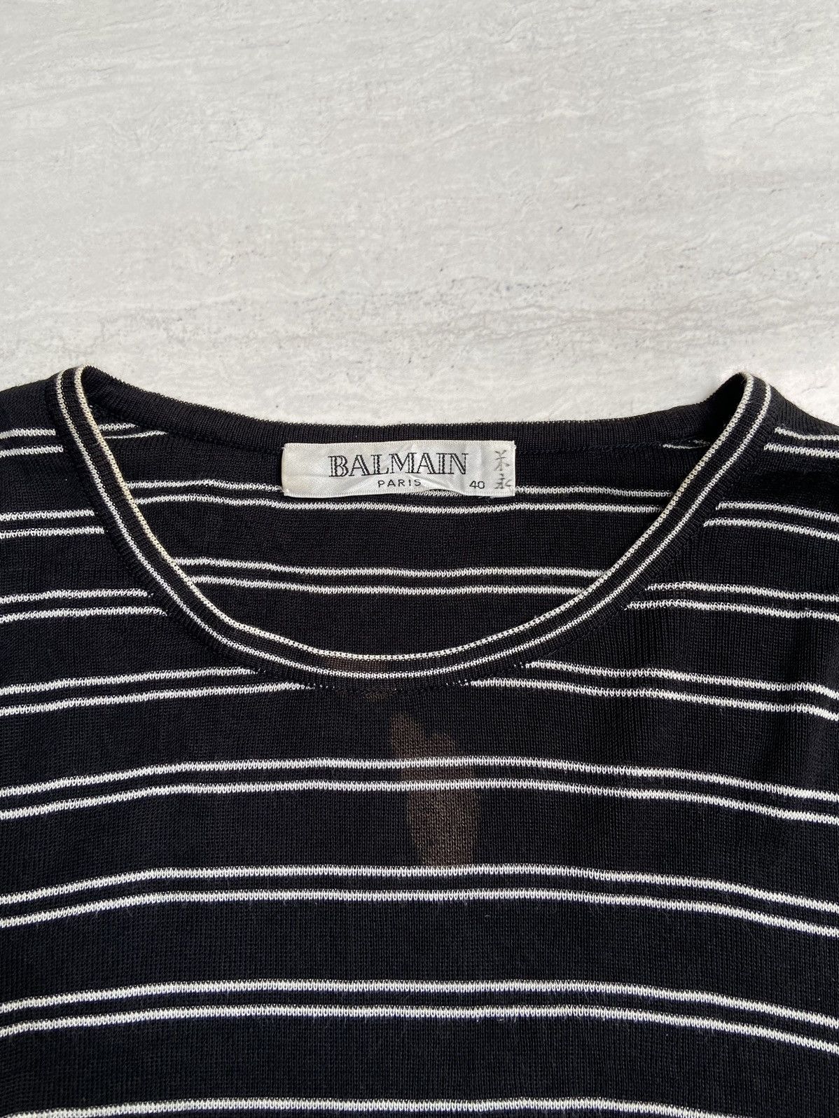 Balmain BALMAIN PARIS Striped Long Sleeve T-shirt Size US S / EU 44-46 / 1 - 10 Thumbnail