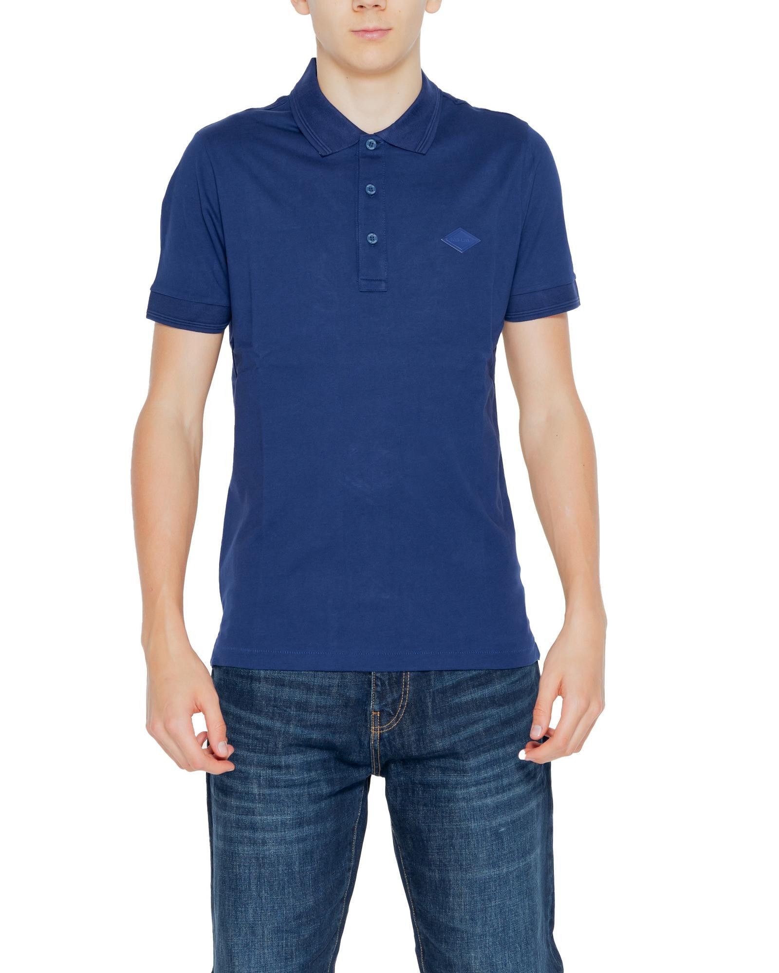 image of Replay Plain Short Sleeve Cotton Shirt in Blue, Men's (Size Large)