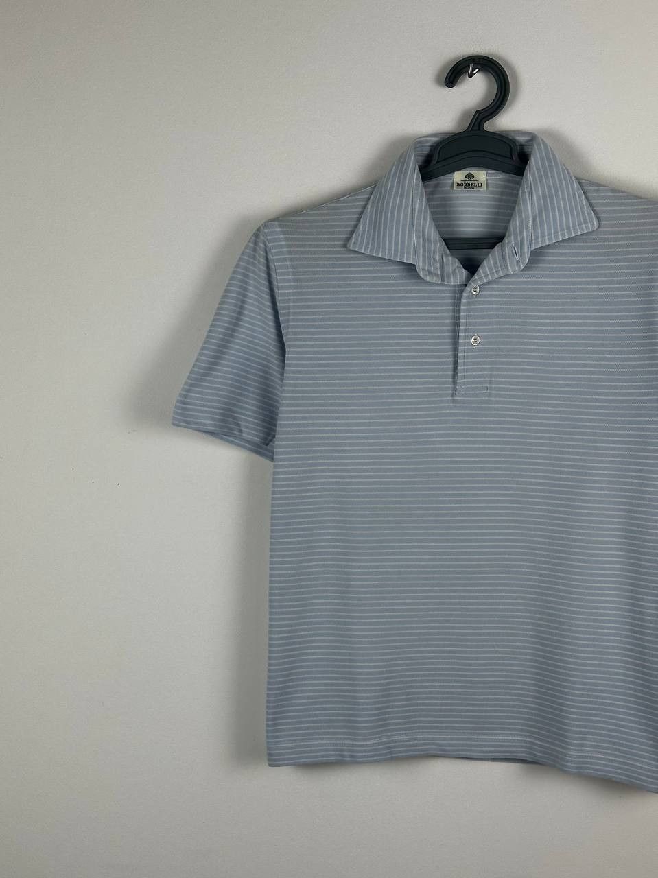 Borriello Napoli Borrelli Napoli Light Blue Striped Polo T Shirt Italy Size US M / EU 48-50 / 2 - 3 Thumbnail