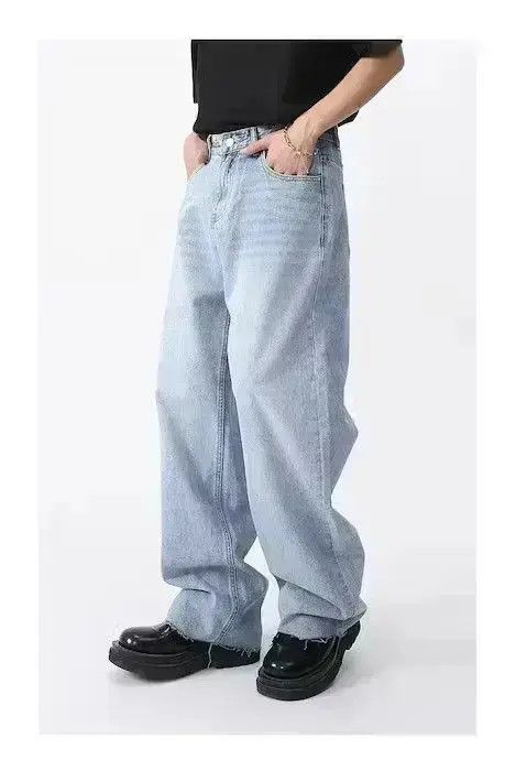 Japanese Brand Vintage Faded Blue Wide leg jeans Size US 32 / EU 48 - 4 Thumbnail