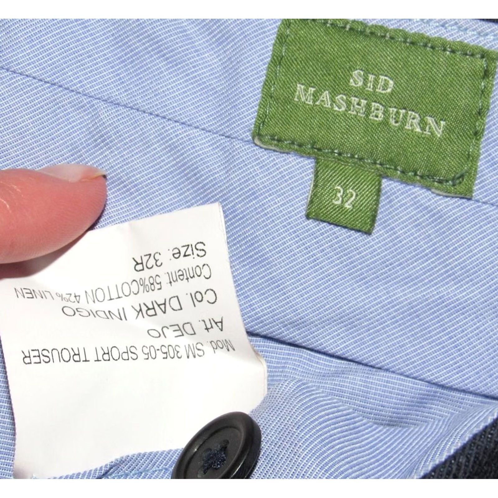 Sid Mashburn SID MASHBURN Dress Pants Dark Indigo Linen Cotton 32 x 26 Mens Size US 32 / EU 48 - 5 Thumbnail