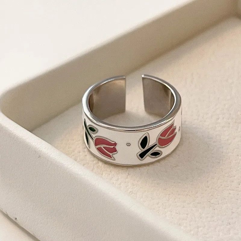 Jewelry Elegant Rose Flower Adjustable Ring Size ONE SIZE - 2 Thumbnail