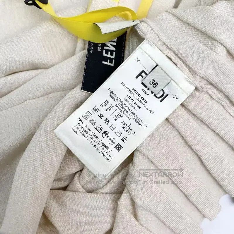 Fendi Fendi Cream Cotton Women's T-Shirt . Size XXS / US 00 / IT 34 - 5 Thumbnail