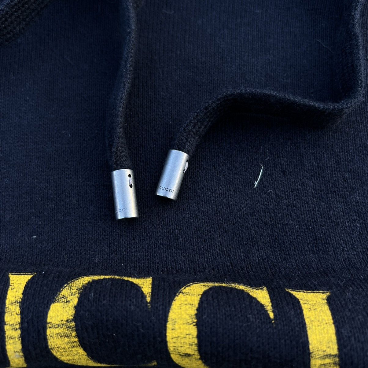 Gucci Gucci Black Distressed-Effect Logo-Print Cotton Hoodie Size US M / EU 48-50 / 2 - 4 Thumbnail