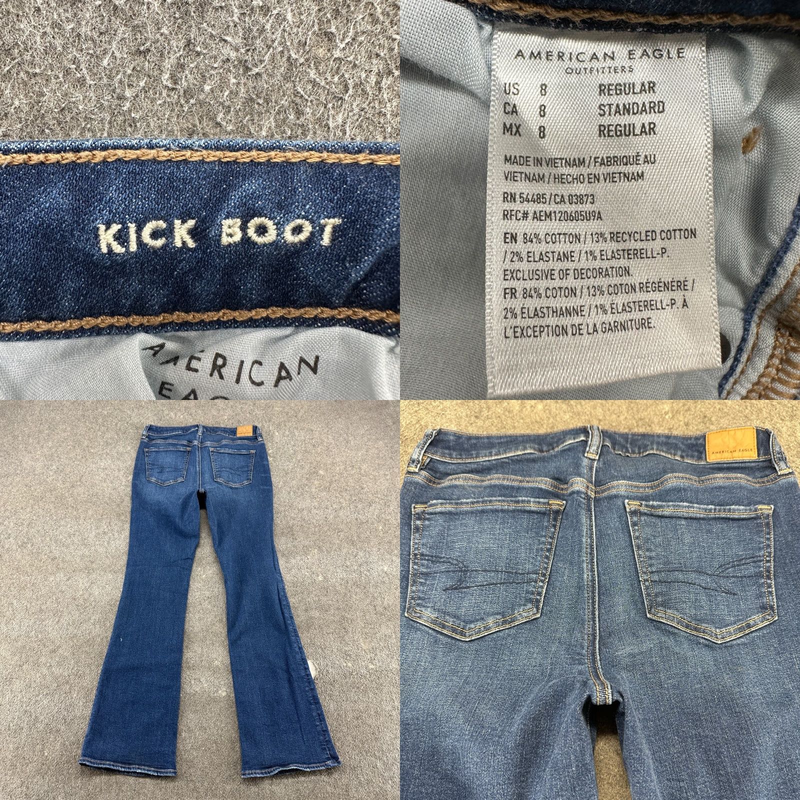 American Eagle Outfitters American Eagle Jeans Womens 8 Blue Mid Rise Kick Boot Bootcut Dark Wash Stretch Size 30" / US 8 / IT 44 - 8 Thumbnail