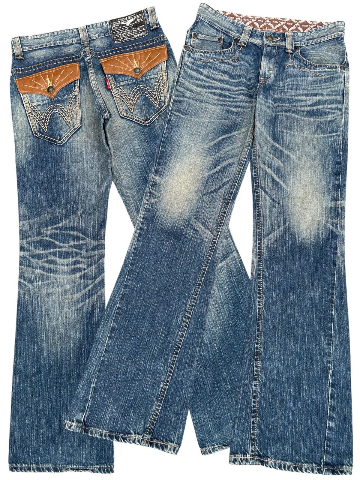 Kapital FLARE EDWIN XVS NAVAJO HIPPIES STYLE FADED & RUSTY DENIM Size US 33 - 2 Thumbnail