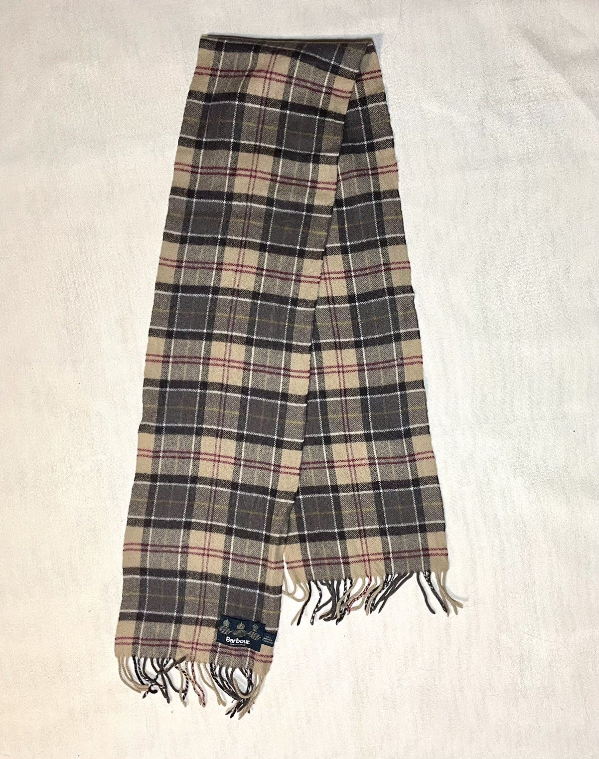 Barbour Barbour beige light brown tartan wool scarf Size ONE SIZE - 6 Thumbnail