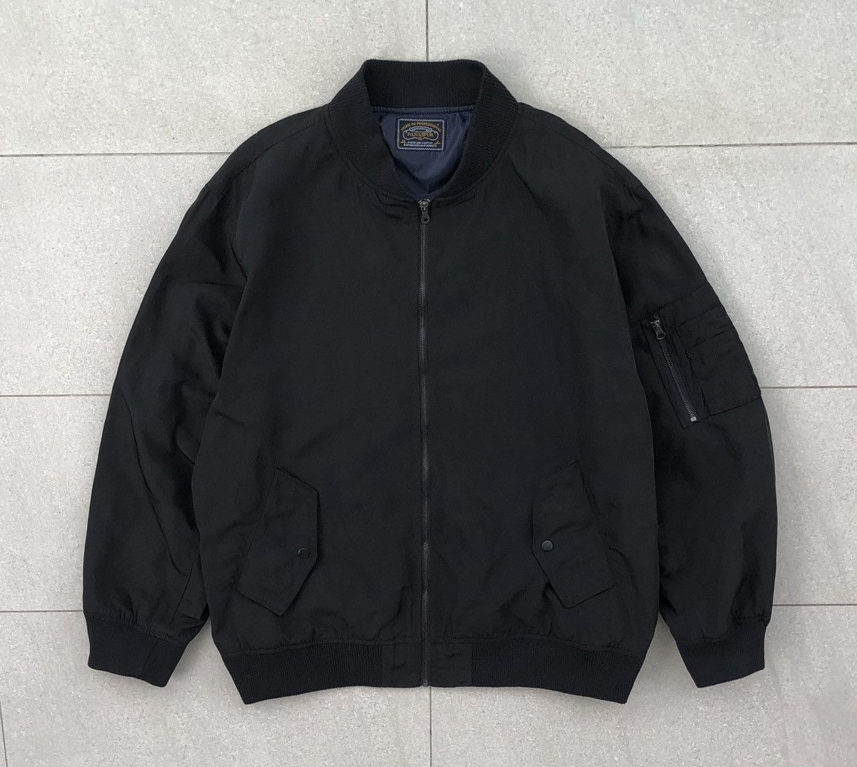Japanese Brand Vintage Panaspur Ma-1 Black Bomber Jacket Big Size : 5L Size US XXL / EU 58 / 5 - 1 Thumbnail
