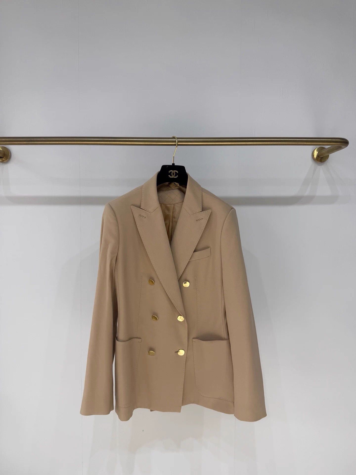 Max Mara MaxMara Gin Khaki DB Patch Pocket Wool Blend Blazer FR42 Size L / US 10 / IT 46 - 1 Thumbnail