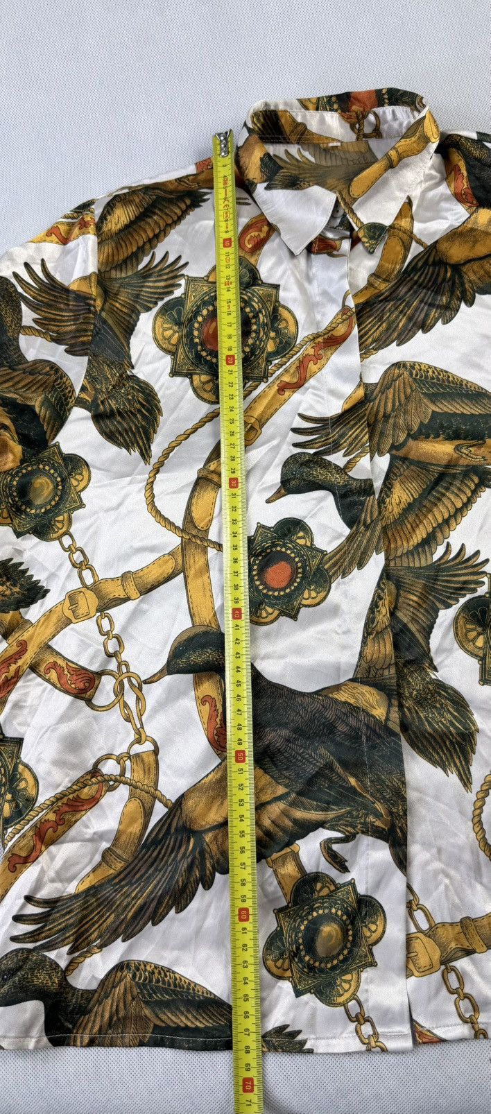 Other Unique Silk Shirt 100% Silk Birds Gold Size XXL / US 16-18 / IT 52-54 - 6 Thumbnail