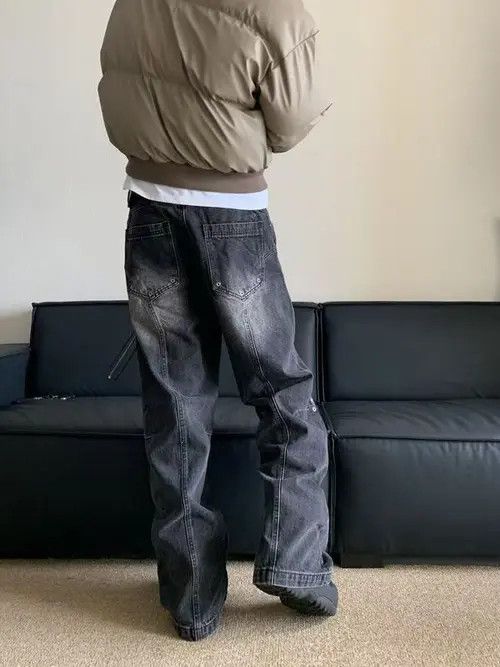 Hypebeast × Japanese Brand × Jean Pants American street retro washed stitching jeans y2k Size US 32 / EU 48 - 3 Thumbnail