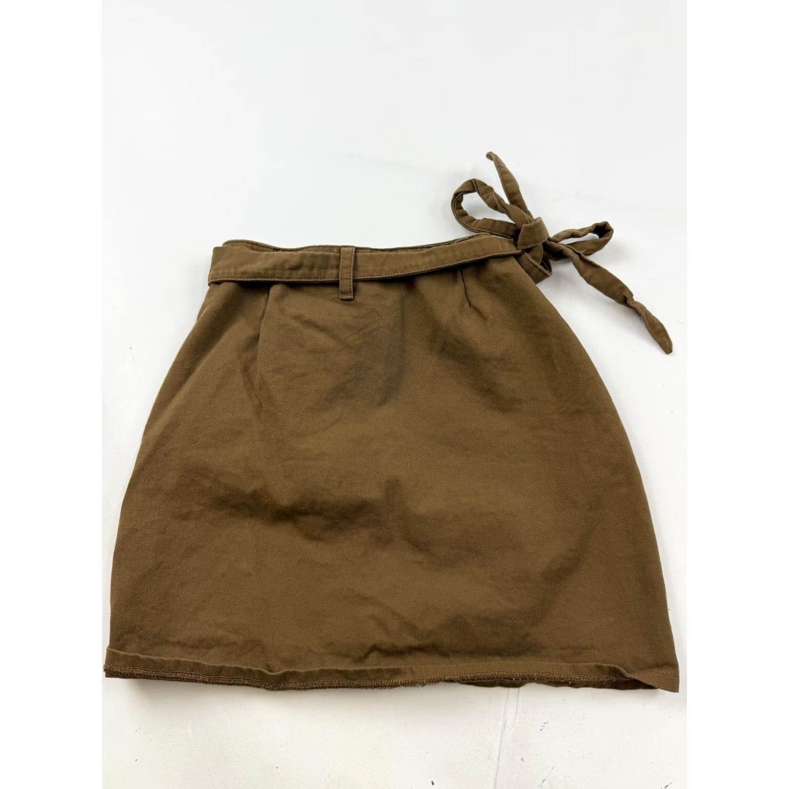 Vintage Things I Like Things I Love Skirt Small Brown Wrap Twill Mini Tie Waist Womens Size 28" / US 6 / IT 42 - 4 Thumbnail
