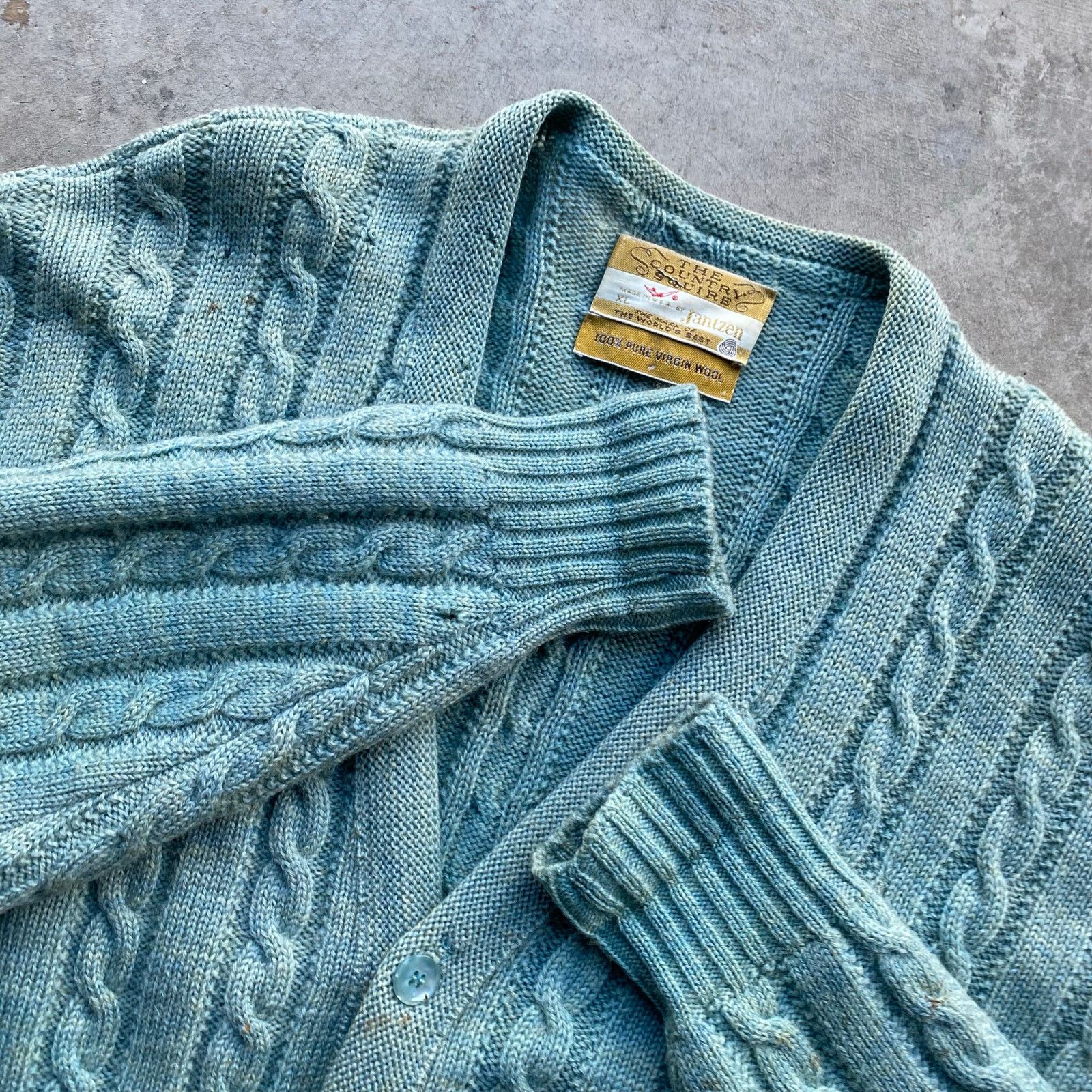 Vintage VINTAGE 60S 70S JANTZEN CARDIGAN GREEN CABLE SWEATER XL USA Size US XL / EU 56 / 4 - 1 Thumbnail