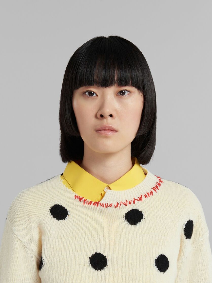 Marni o1w1db10824 Polka Dots Wool Sweater in White Black Size L / US 10 / IT 46 - 4 Thumbnail
