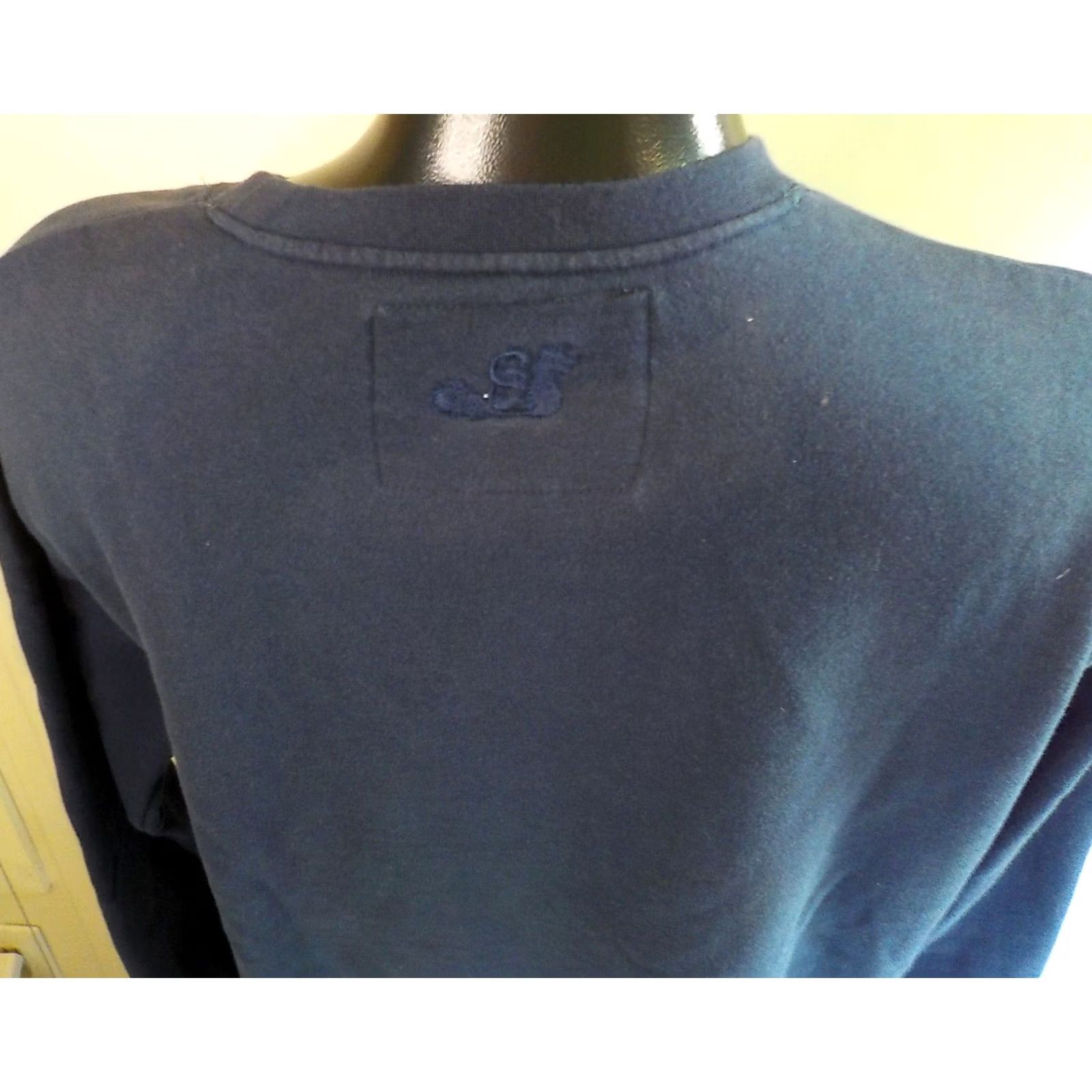 Vintage SLOWBUCKS Crewneck Sweatshirt "Keep Up" and Antique Flag Patterned Front Blue XL Mens Sweatshirt Size US XL / EU 56 / 4 - 4 Thumbnail