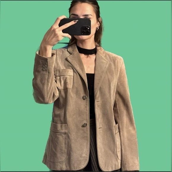 Banana Republic Banana Republic Taupe Gray Suede Leather Designer Blazer 2 Size XS / US 0-2 / IT 36-38 - 8 Thumbnail