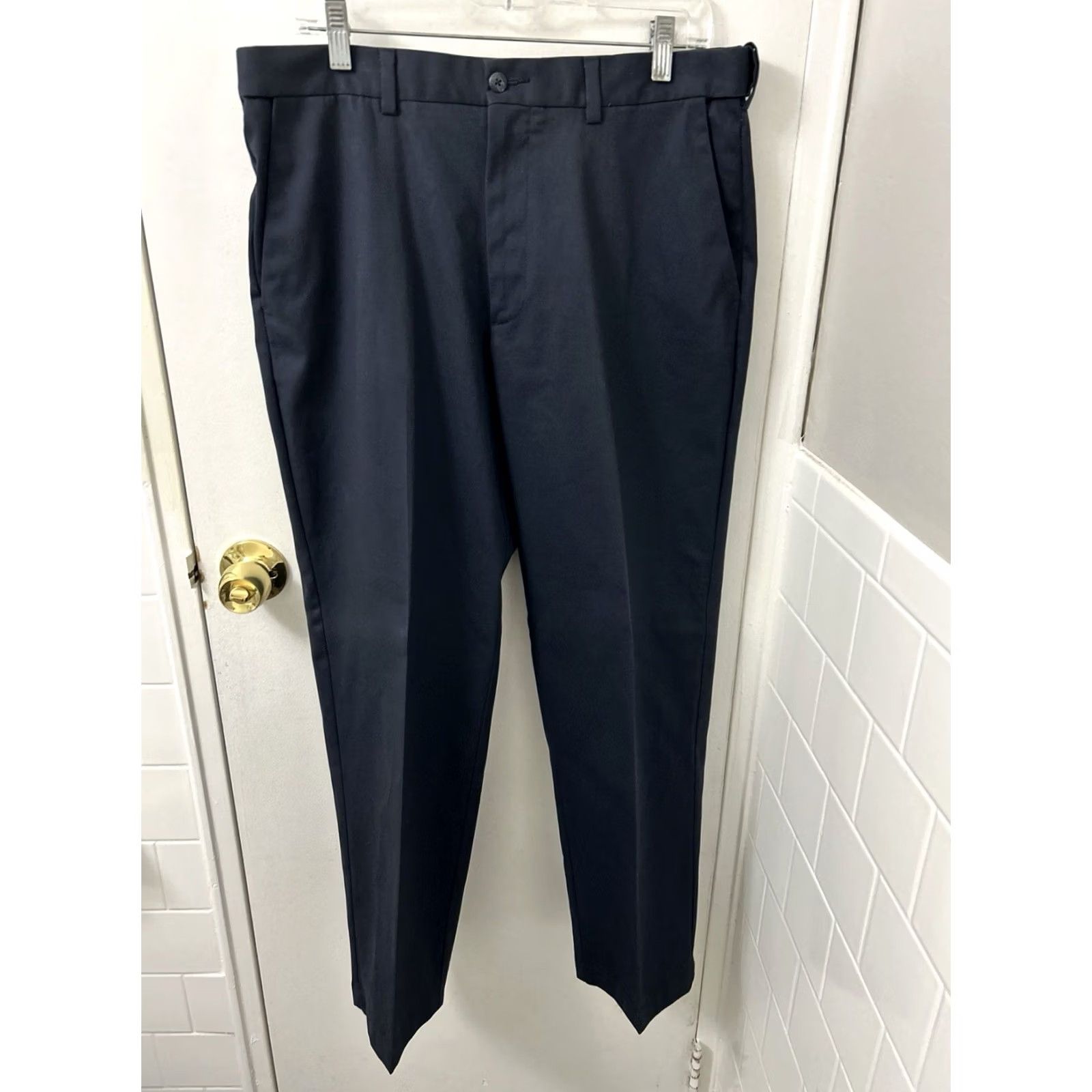 Vintage Lanesboro Pants Mens 34x29 Dark Navy Blue Flat Front Iron Free NWT YKK Khaki Casual Workwear Size US 34 / EU 50 - 5 Thumbnail