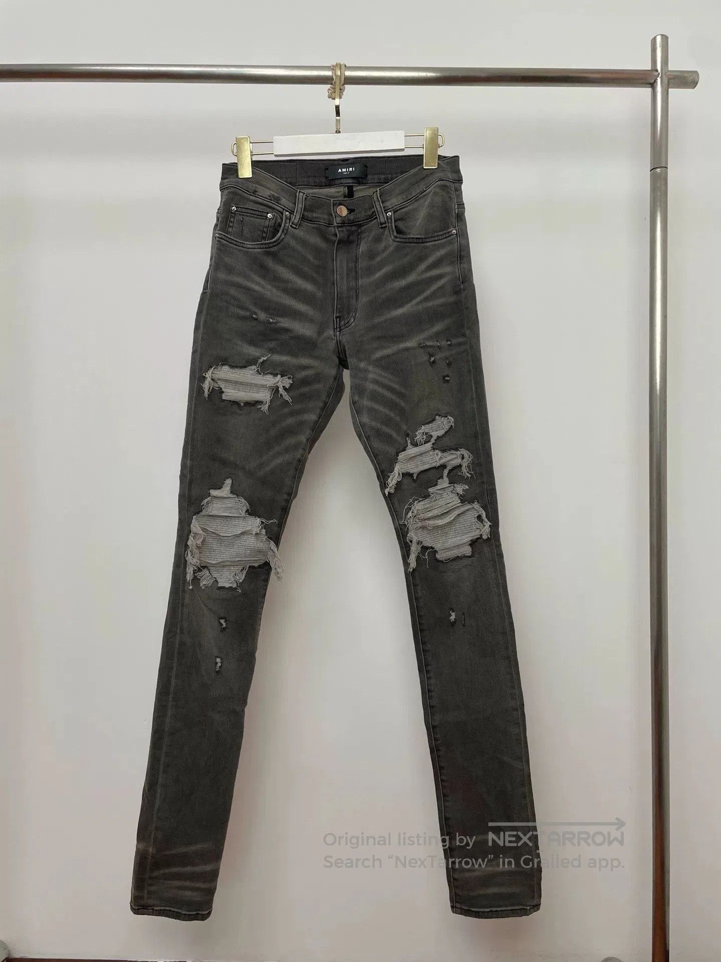 Amiri Amiri MX1 Gray Black Distressed Waffle. Size US 31 - 1 Thumbnail