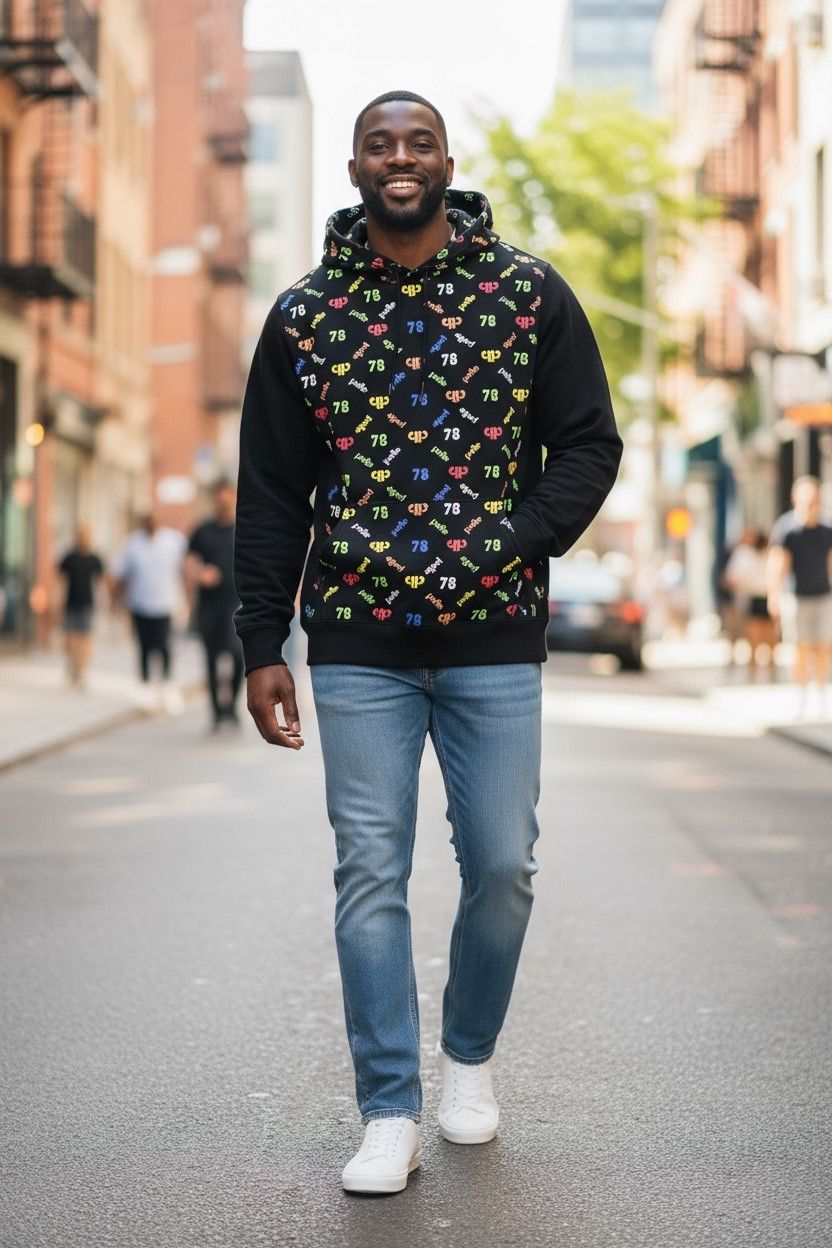 Marc Buchanan FYE🔥PELLE PELLE 78 Multicolor Monogram Spellout Hoodie Size US L / EU 52-54 / 3 - 1 Thumbnail