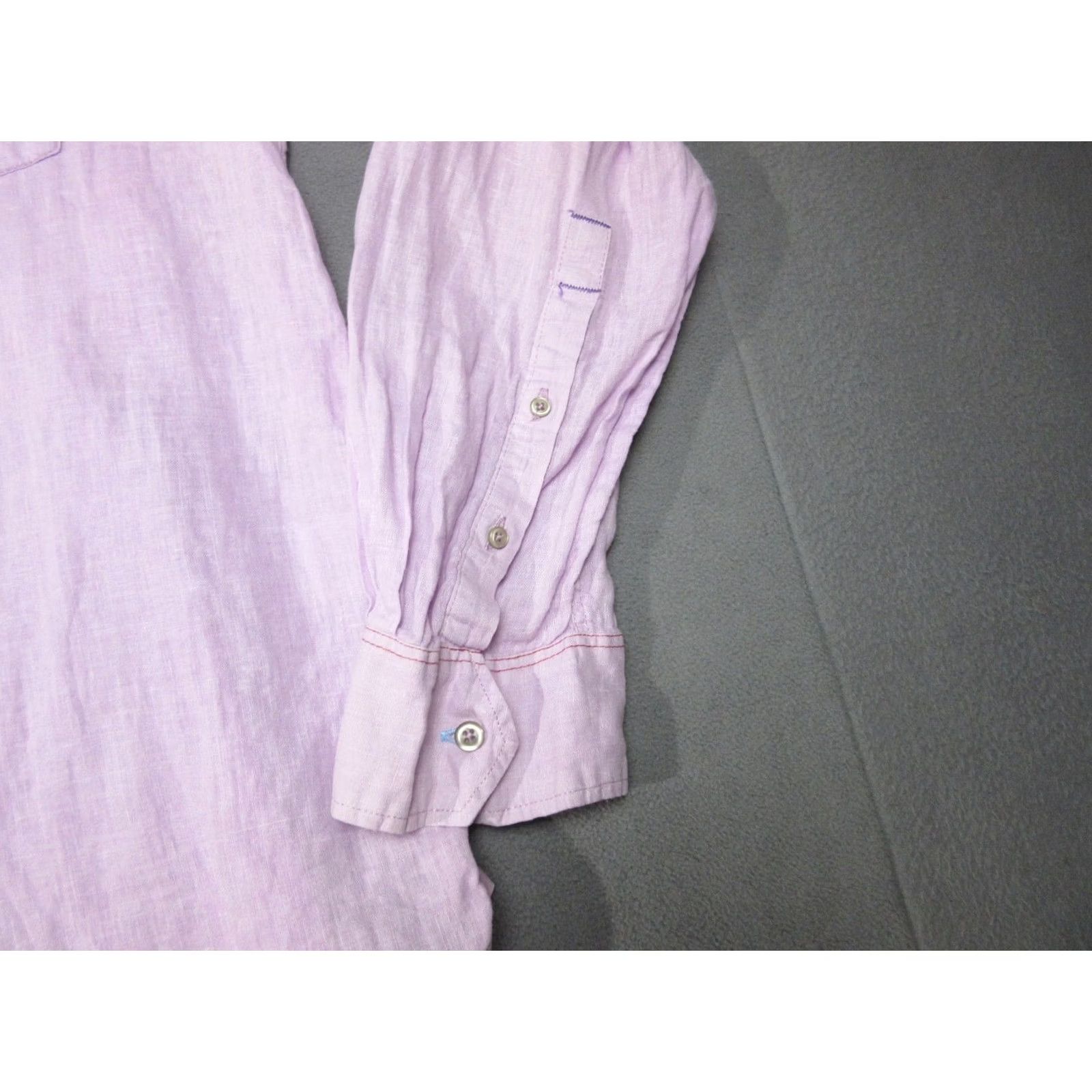 Logo 7 EQ Shirt Mens XL Purple Linen Integrity Every Garment Embroidered Logo Button Size US XL / EU 56 / 4 - 3 Thumbnail