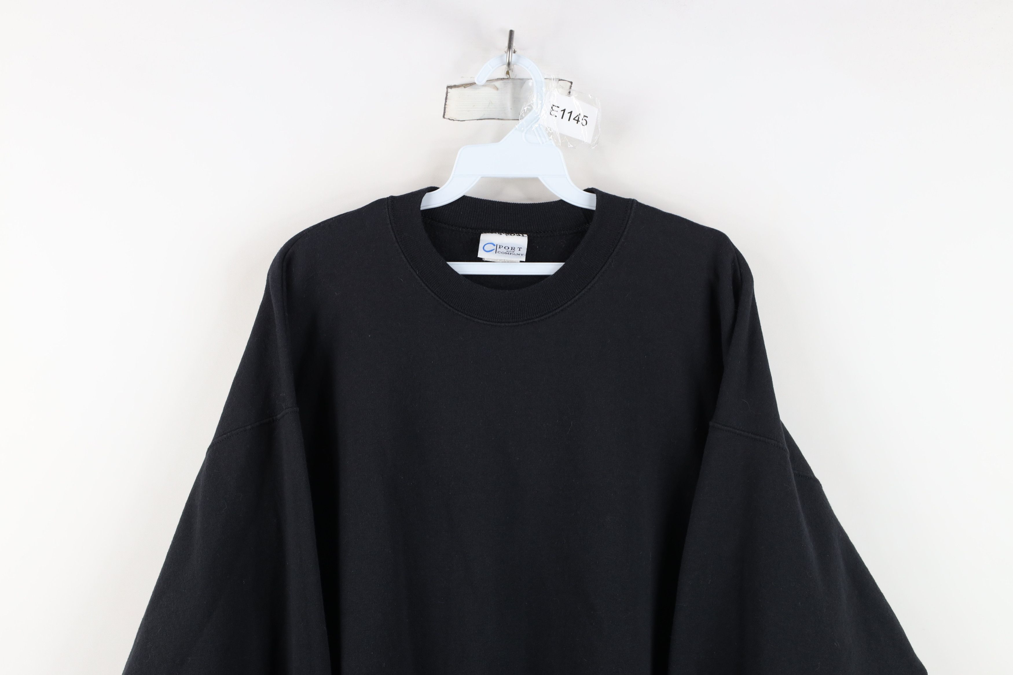 Vintage Vintage 90s Streetwear Blank Crewneck Sweatshirt Black Size US XL / EU 56 / 4 - 2 Thumbnail