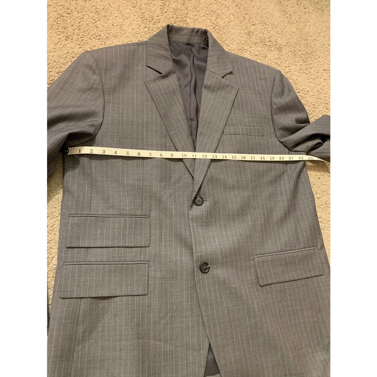 Helmut Lang HELMUT LANG OVERSIZED GRAY PINSTRIPES BLAZER Size 44L - 9 Thumbnail