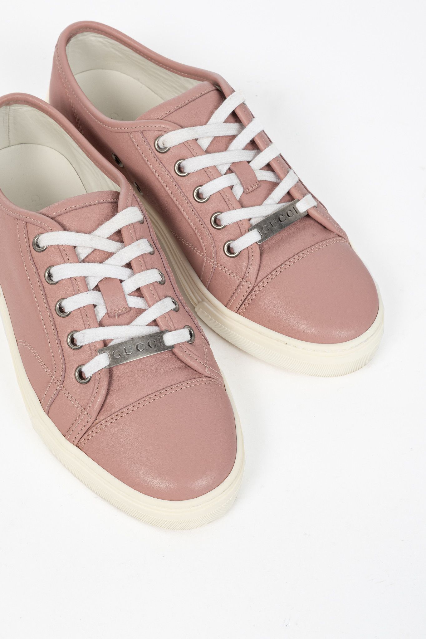 Gucci Gucci Pink Miro Soft Leather Low-Top Sneakers Size US 6.5 / IT 36.5 - 6 Thumbnail