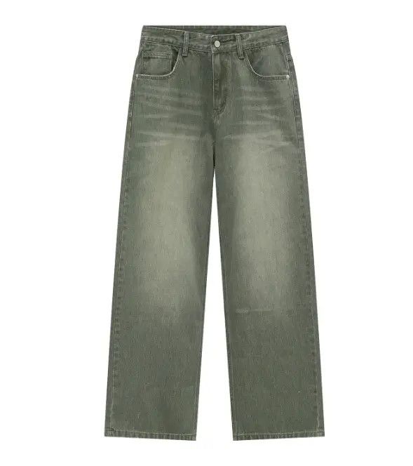 Japanese Brand Momoko x Ryou Men's Loose Washed Mid-Length Green Jeans Size US 32 / EU 48 - 5 Thumbnail
