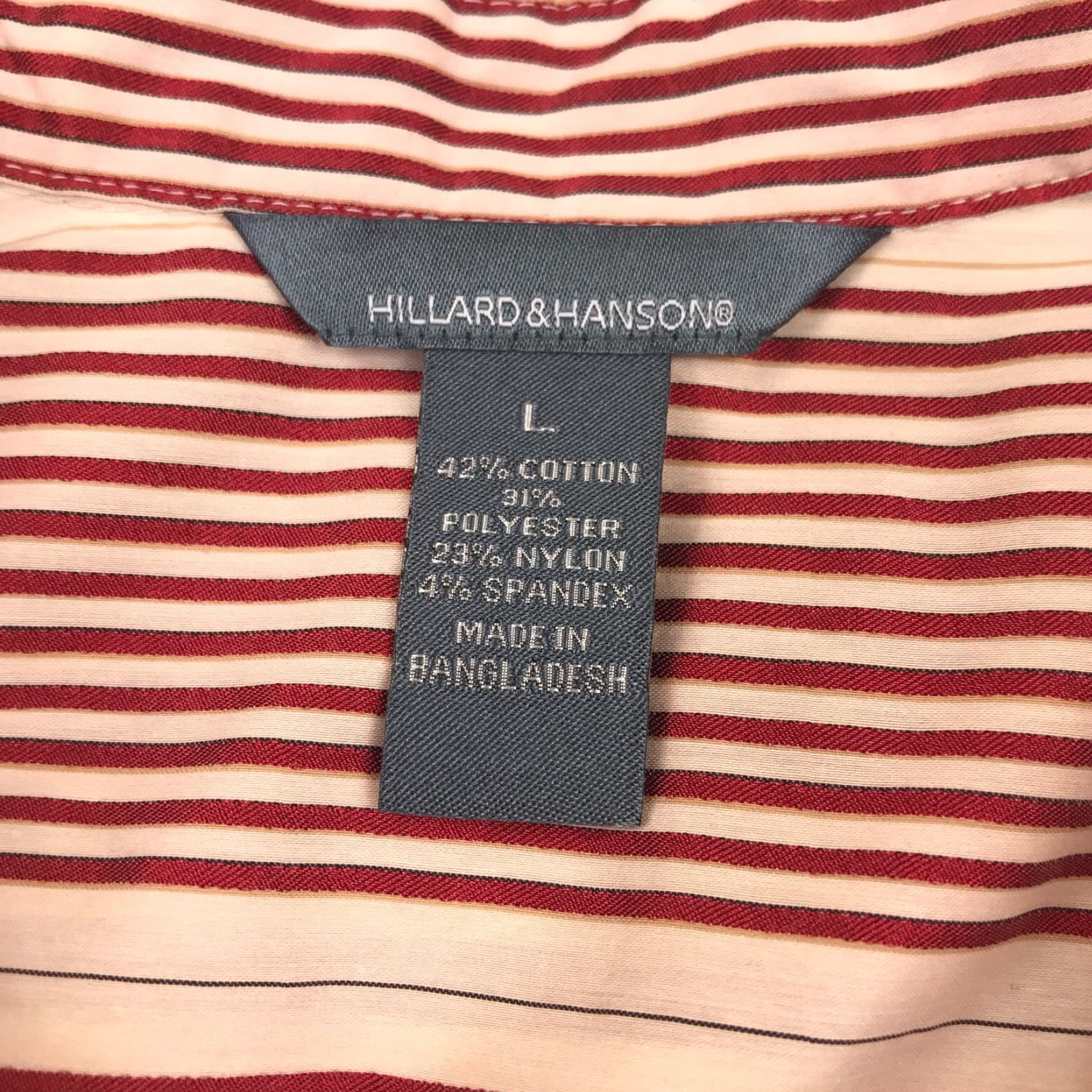 Vintage Hillard & Hanson Womens Shirt Top L Beige Red Stripes Button Down Stretch Casual Party/Cocktail Travel Size L / US 10 / IT 46 - 6 Thumbnail